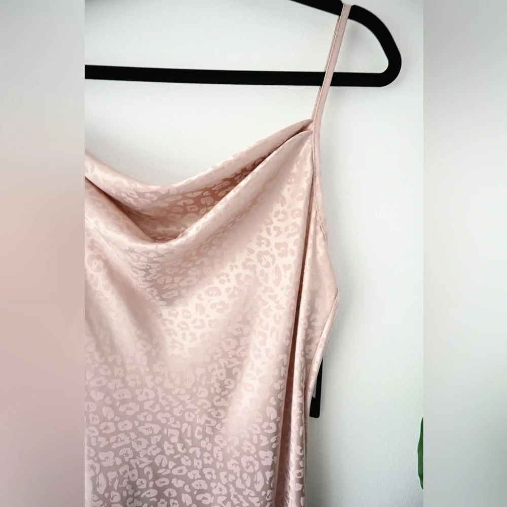 Bebe Cowl Neck NWT Leopard Pink Satin Dress - Picture 4 of 9